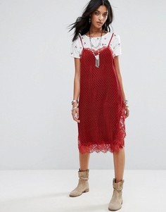 Платье-комбинация в горошек Free People Margot - Красный