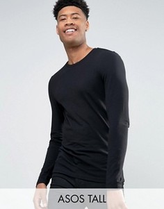 Черный облегающий лонгслив с круглым вырезом ASOS TALL - Черный