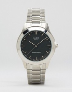 Серебристые часы с ремешком из нержавеющей стали Casio MTP1128A-1A - Серебряный