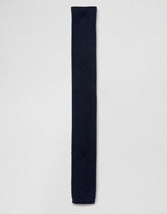 Синий вязаный галстук 7X - Черный