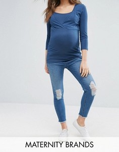 Джинсы скинни для беременных с посадкой под животом New Look Maternity - Синий