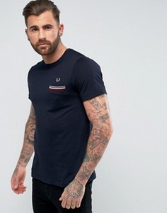 Темно-синяя футболка с контрастной отделкой на кармане Fred Perry - Темно-синий
