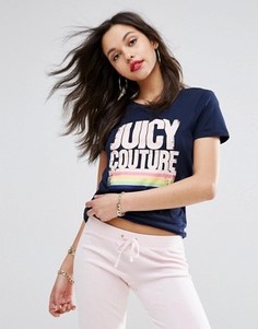 Футболка с логотипом и радугой Juicy Couture - Темно-синий