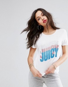 Футболка с блестящим логотипом Juicy Couture - Белый