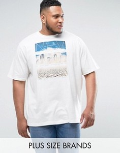 Бежевая футболка с принтом Jacamo PLUS - Кремовый