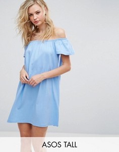 Платье мини с открытыми плечами ASOS TALL - Синий