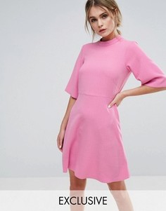 Свободное платье с высоким воротником Closet London - Розовый