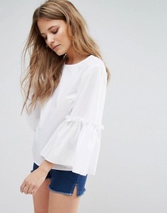 Блузка с расклешенными рукавами Miss Selfridge - Белый