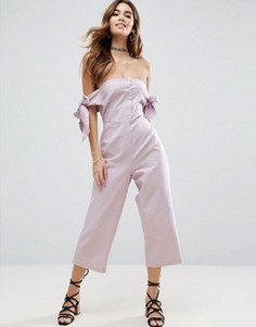 Комбинезон с открытыми плечами и завязками на рукавах ASOS - Фиолетовый