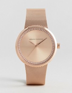 Золотисто-розовые часы с сетчатым ремешком Armani Exchange Liv - Золотой