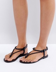 Кожаные плетеные сандалии ASOS FIXATION - Черный