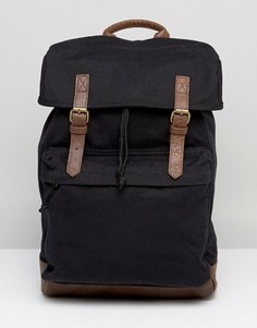 Черный парусиновый рюкзак с отделкой из искусственной кожи ASOS - Черный