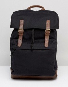Черный парусиновый рюкзак с отделкой из искусственной кожи ASOS - Черный