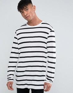 Трикотажный длинный лонгслив из вискозы в полоску ASOS - Белый