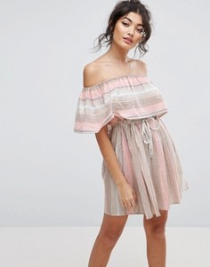 Пляжное платье в полоску с открытыми плечами ASOS - Мульти
