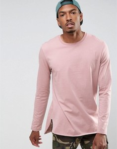 Длинный лонгслив с разрезами по бокам ASOS - Розовый