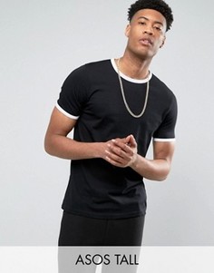 Футболка с контрастной отделкой ASOS TALL - Черный
