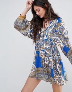 Платье мини с принтом Free People Say You Love Me - Синий
