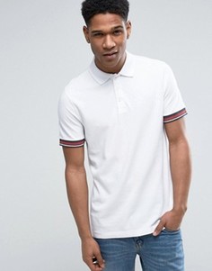 Белое поло из пике с выжженным узором и отделкой на манжетах Abercrombie &amp; Fitch - Белый