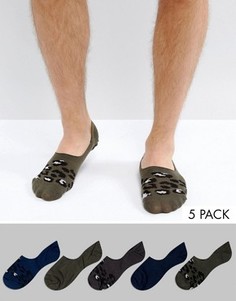 5 носков невидимок с леопардовым принтом ASOS - Мульти