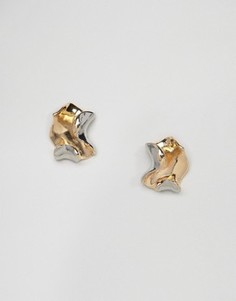 Двухцветные металлические серьги-гвоздики ASOS - Золотой