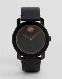 Черные часы с кожаным ремешком Movado Bold 3600297 - Черный