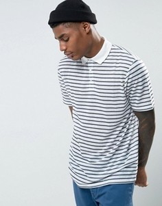 Свободная футболка-поло в полоску ASOS - Белый