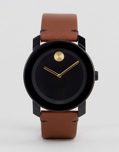 Часы со светло-коричневым кожаным ремешком Movado Bold 3600305 - Рыжий