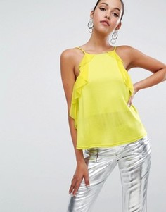 Креповый топ с квадратным вырезом и ткаными рюшами ASOS - Желтый