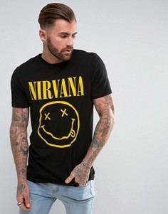 Удлиненная футболка с принтом Nirvana ASOS - Черный