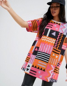 Oversize-футболка в стиле 80-х с принтом ASOS - Оранжевый