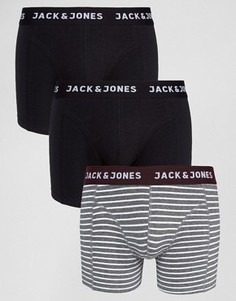 Набор из 3 боксеров-брифов в полоску Jack &amp; Jones - Черный