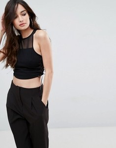 Топ с сетчатыми вставками и шнуровкой ASOS - Розовый