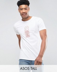 Футболка с принтом Do Not Disturb ASOS TALL - Белый