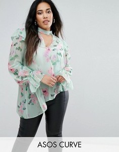 Блузка с цветочным принтом ASOS CURVE - Мульти