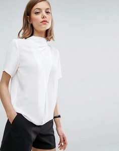 Футболка с высоким воротом и драпировкой ASOS - Белый