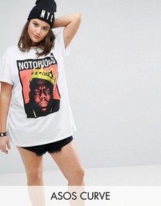 Oversize-футболка с принтом Notorious BIG и отделкой ASOS CURVE - Белый