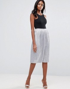 Плиссированная юбка миди Liquorish - Серебряный