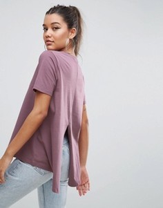 Футболка с удлиненной спиной и разрезом ASOS - Фиолетовый