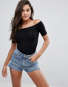 Топ со спущенными короткими рукавами ASOS - Черный