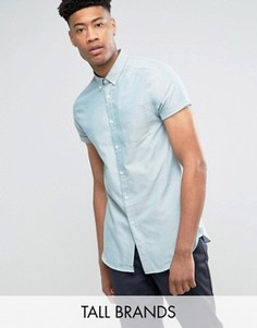 Узкая оксфордская рубашка мятного цвета с короткими рукавами Burton Menswear TALL - Зеленый