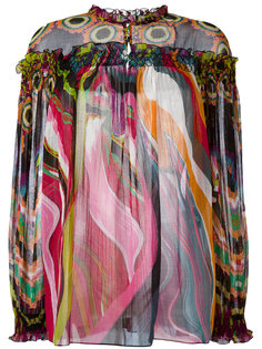 полупрозрачная блузка с абстрактным принтом Roberto Cavalli