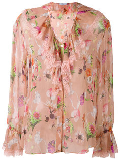 floral ruffle neck blouse Blumarine