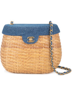 CC Logo straw basket shoulder bag Chanel Vintage