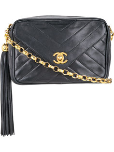 vertical stripe fringe camera bag Chanel Vintage