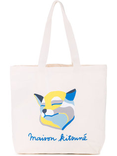 Fox Ines printed tote Maison Kitsuné