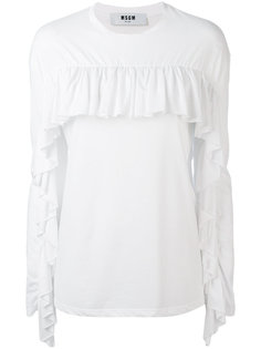 футболка с длинными рукавами и рюшами MSGM