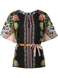 Cape Sleeve Floral Print Blouse Etro