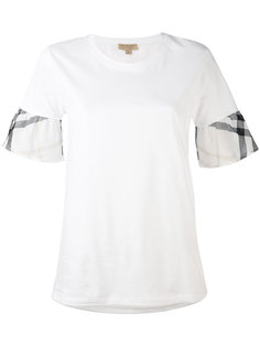 футболка с оборками и клетчатым узором на рукавах Burberry