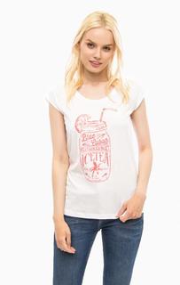 Белая футболка с контрастным принтом Mustang